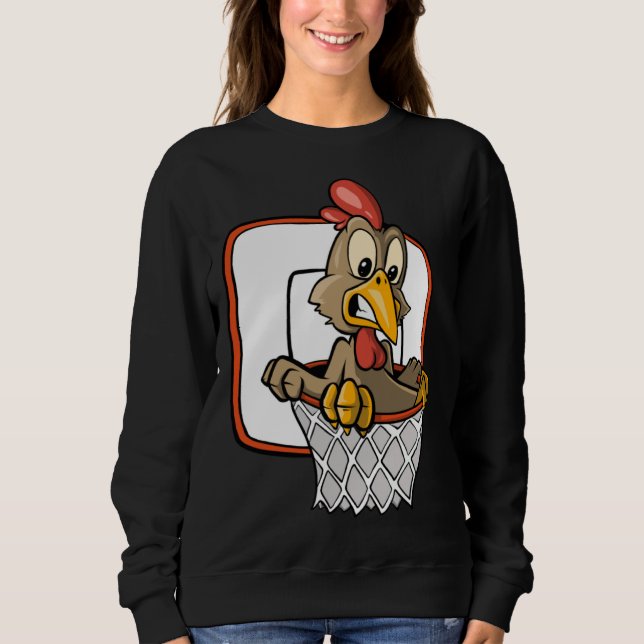 Chicken Dunking Basketball T Shirt (Framsida)