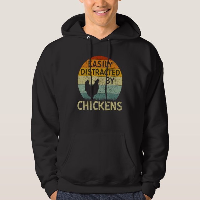 Chicken  Easily Distracted By Chickens Hoodie (Framsida)