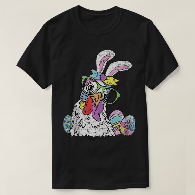 Chicken Egg Hunting Påskhare Öron Farmer Sprin T Shirt (Design framsida)