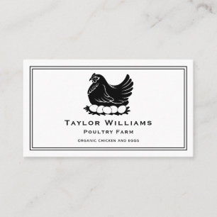 Chicken Eggs Farm Farmer Farmhouse Black and White Visitkort