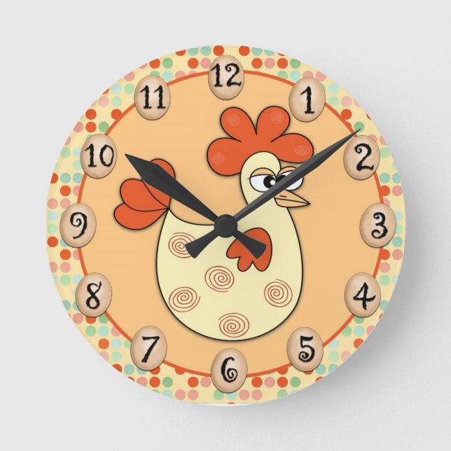 Chicken Eggs Polka dots Rund Klocka (Framsida)