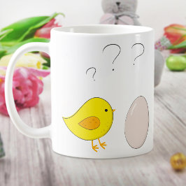 Chicken eller Egg Cute Påsk Tecknad Funny Kaffemugg