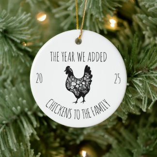 Chicken Family,Chicken Coop Farmer Gift Julgransprydnad Keramik