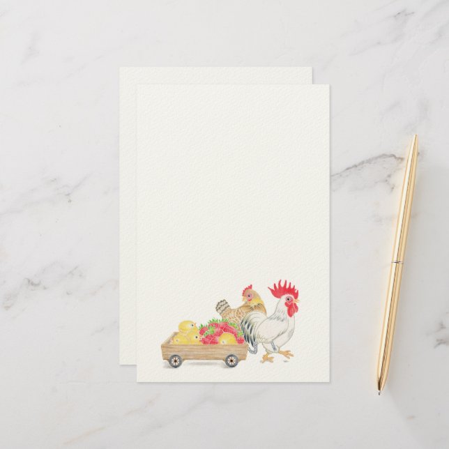 Chicken Family Stationery  Brevpapper (Fram/Back In Situ)