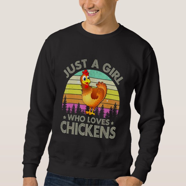 Chicken Farm Animal Bara en flicka som Kärlek Chic Lång Ärmad Tröja (Framsida)