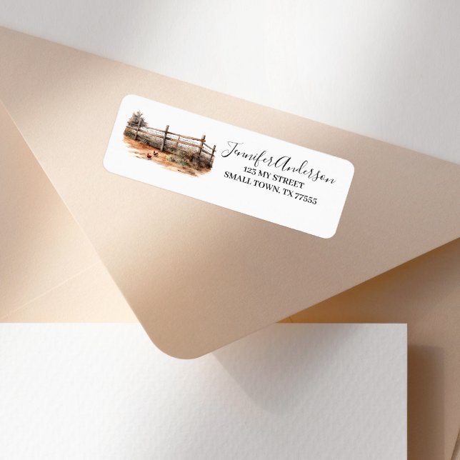 Chicken Farm Fence Fun Address Returadress Etikett (Skapare uppladdad)