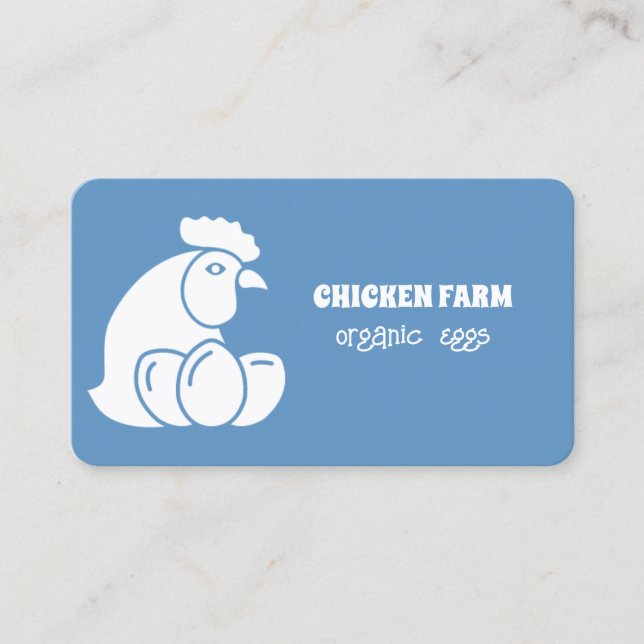 Chicken Farm Fresh Eggs Blue Visitkort (Framsida)