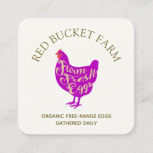 Chicken Farm Fresh Eggs Retro Fyrkantigt Visitkort
