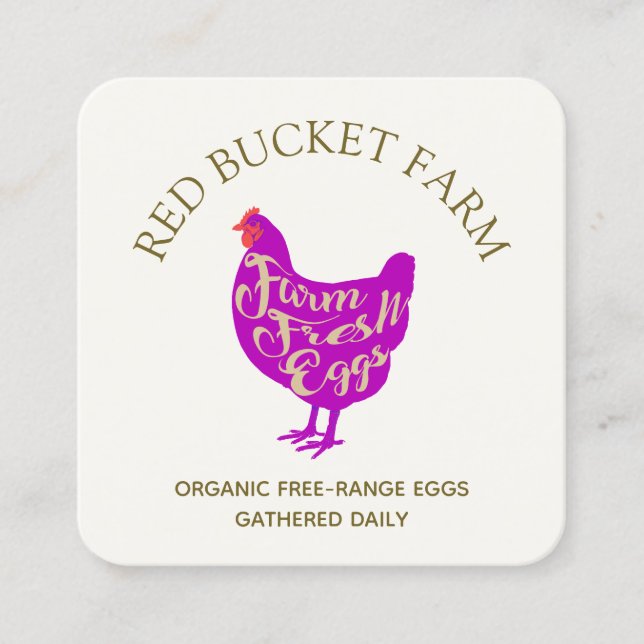 Chicken Farm Fresh Eggs Retro Fyrkantigt Visitkort (Framsida)
