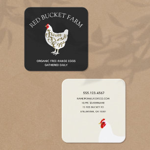 Chicken Farm Fresh Eggs Retro Fyrkantigt Visitkort
