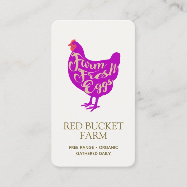 Chicken Farm Fresh Eggs Retro Visitkort (Framsida)