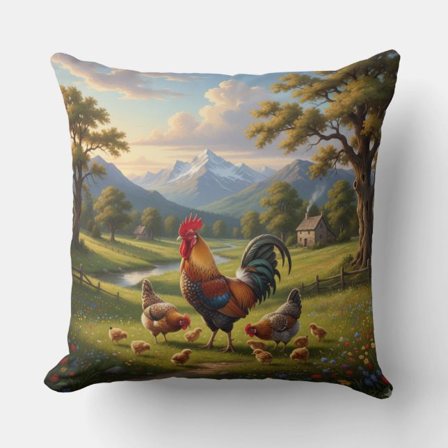 Chicken Farm House Throw Pillow Kudde (Framsida)