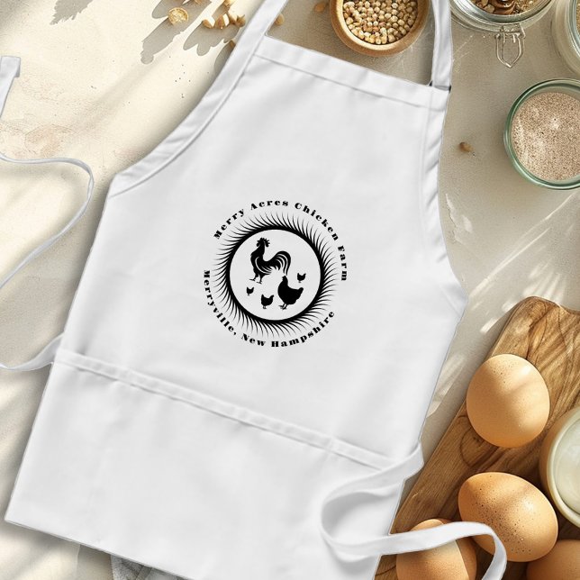 Chicken Farm White Bib Apron med fickor Förkläde (Skapare uppladdad)