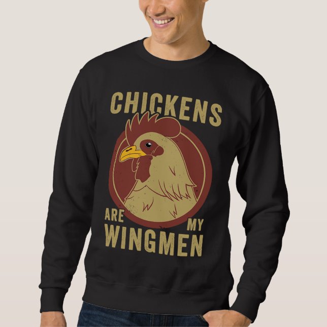 Chicken Farmer Chickens are my Wingmen Lång Ärmad Tröja (Framsida)