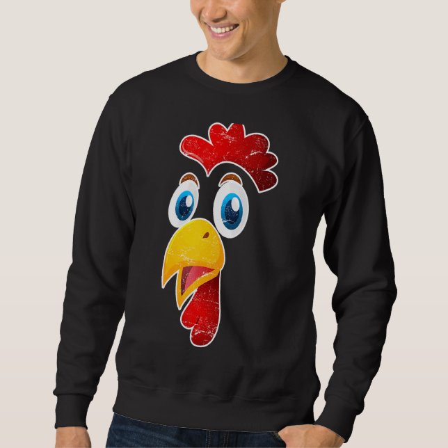 Chicken Farmer Chickens Owner Chicken Ansikte Lång Ärmad Tröja (Framsida)