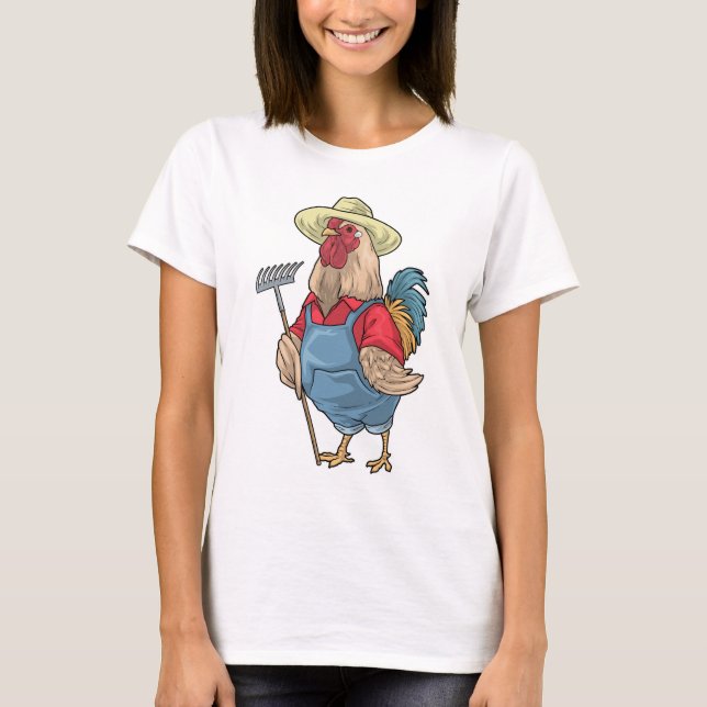Chicken Farmer Rake Farm T Shirt (Framsida)