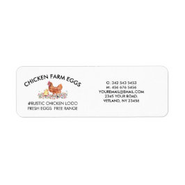 Chicken Farmhouse Agriculture Fresh Eggs Returadress Etikett