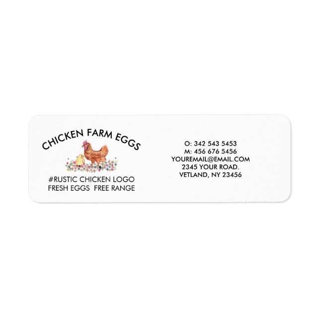 Chicken Farmhouse Agriculture Fresh Eggs Returadress Etikett (Framsidan)