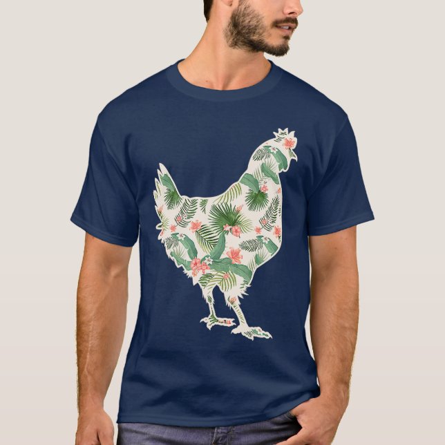 Chicken Flower Girl Print Blommigt Hen Hawaiian T Shirt (Framsida)