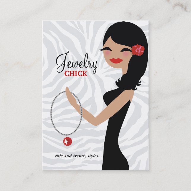 Chicken för smycken 311 | vågigt hårsvartblomman visitkort (Framsida)