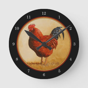 Chicken från Rhode island Red Tupp Rund Klocka