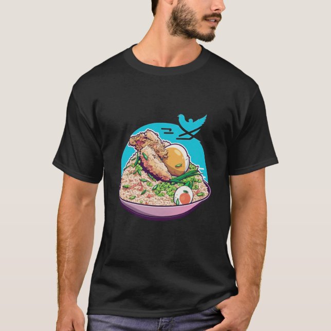 Chicken Fried Rice Vaporwave Style Aesthetic T Shirt (Framsida)