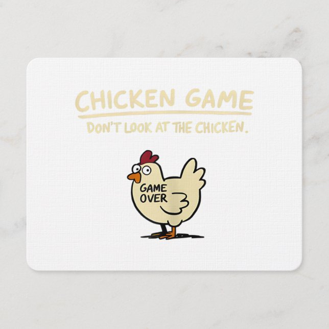 Chicken Game Don't Look At The Chicken Funny Chick Inbjudningar (Framsida)