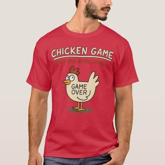 Chicken Game Dont Look athe Chicken Meme Christmas T Shirt (Framsida)