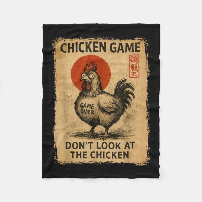 Chicken Game Funny Japanese Boys Girls Womens Mens Fleecefilt (Framsidan)