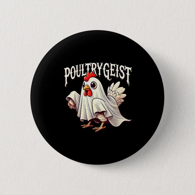 Chicken Ghost Ultrygeist Funny Halloween Farmer  Knapp (Framsida)