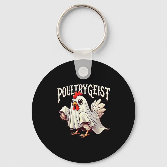 Chicken Ghost Ultrygeist Funny Halloween Farmer  Nyckelring (Framsida)