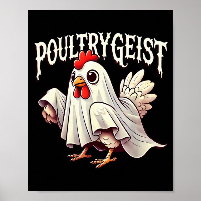 Chicken Ghost Ultrygeist Funny Halloween Farmer  Poster (Framsidan)