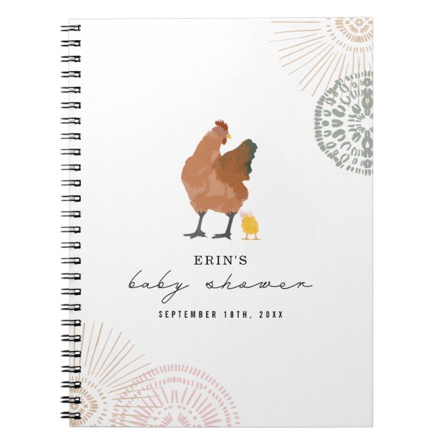 Chicken Girl Baby Shower Rosa Sage Anteckningsbok (Framsidan)
