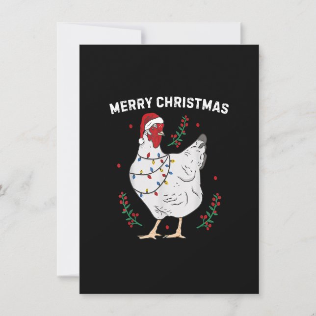 Chicken God jul Funny Santa Hat Chicken Li Inbjudningar (Framsida)