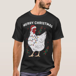 Chicken God jul Funny Santa Hat Chicken Li T Shirt