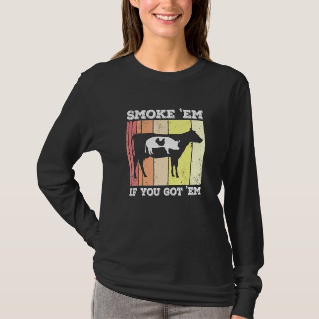 Chicken Gris Beef Smoke Em Griller Pitmaster Smoke T Shirt (Framsida)