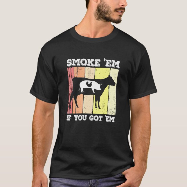 Chicken Gris Beef Smoke Em Griller Pitmaster Smoke T Shirt (Framsida)
