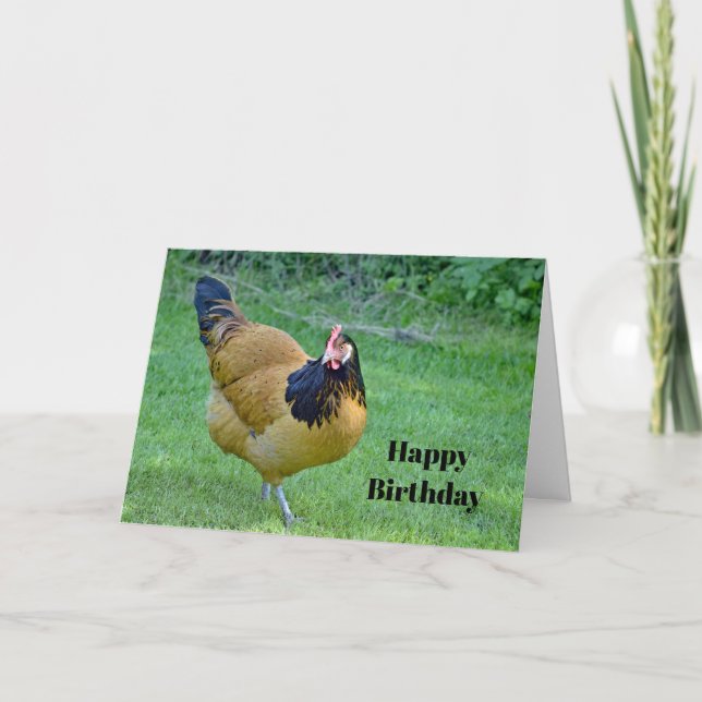 Chicken Guld och Black Vorwerk Photo Birthday Kort (Framsida)