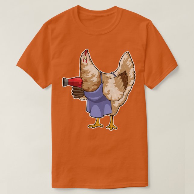 Chicken Hairdresser Hair Dryer T Shirt (Design framsida)