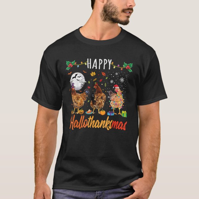 Chicken HalloThanksMas Halloween Autumn Christmas  T Shirt (Framsida)
