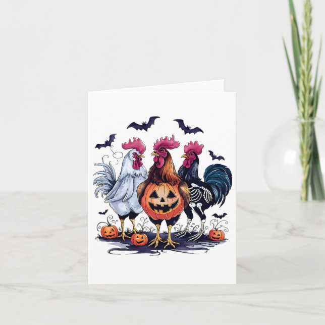 Chicken Halloween Chicken Ghost Chickens Kort (Framsida)