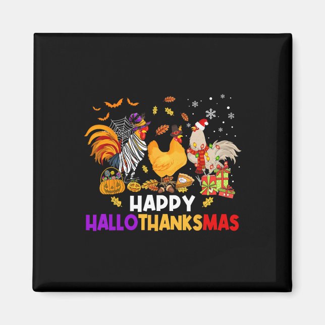 Chicken Halloween Lycklig Hallothanksmas Autumn Ch Magnet (Framsidan)