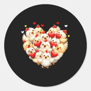 Chicken Heart Kärlek Valentine Cute Animal Valenti Runt Klistermärke