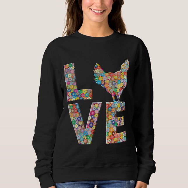 Chicken Hen Kärlek Flowers Chicken Egg T Shirt (Framsida)