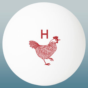 Chicken Hen Monogram Initial Pingisboll