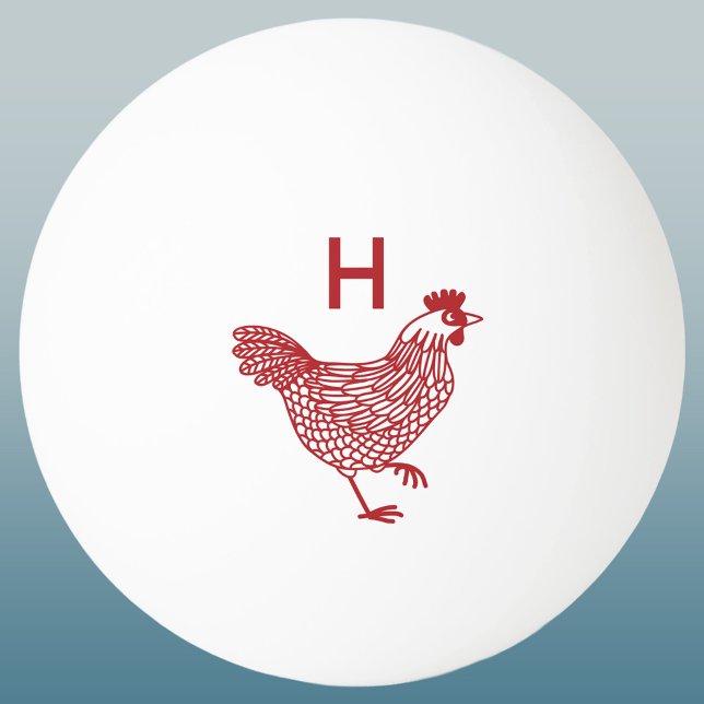 Chicken Hen Monogram Initial Pingisboll (Fun personalized chicken hen monogram initial ping pong ball)
