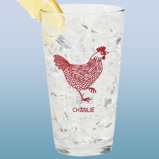 Chicken Hen Personlig Glaskopp (Chicken hen poultry personalized glass tumbler)