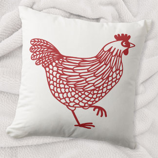 Chicken Hen Poultry Red and White Kudde
