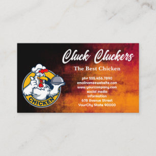 Chicken Holding Food Platter Visitkort