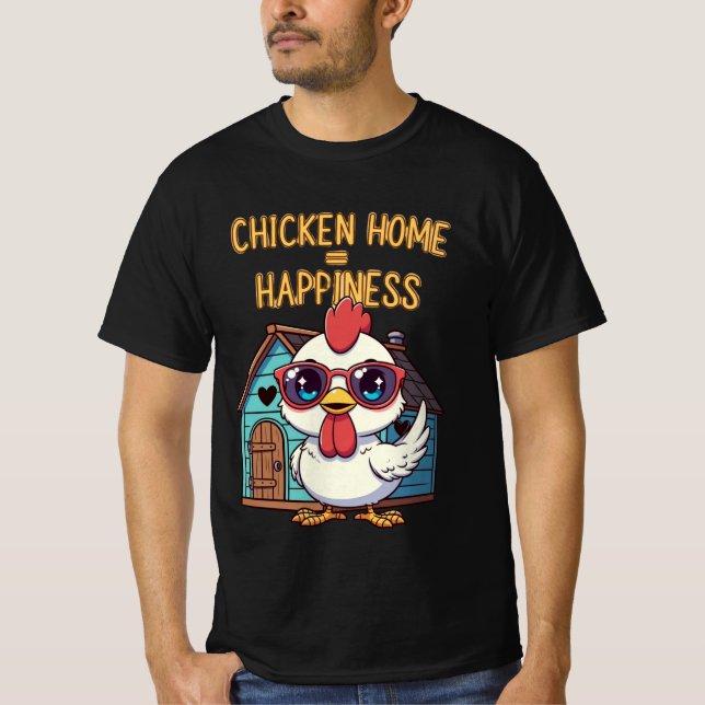 Chicken Home = Happiness – Cute Sunglasses T-Shirt (Framsida)